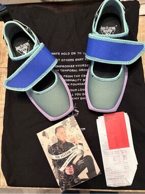 John Fluevog Mint, Blue & Lavender Mary Mary Jane Flats